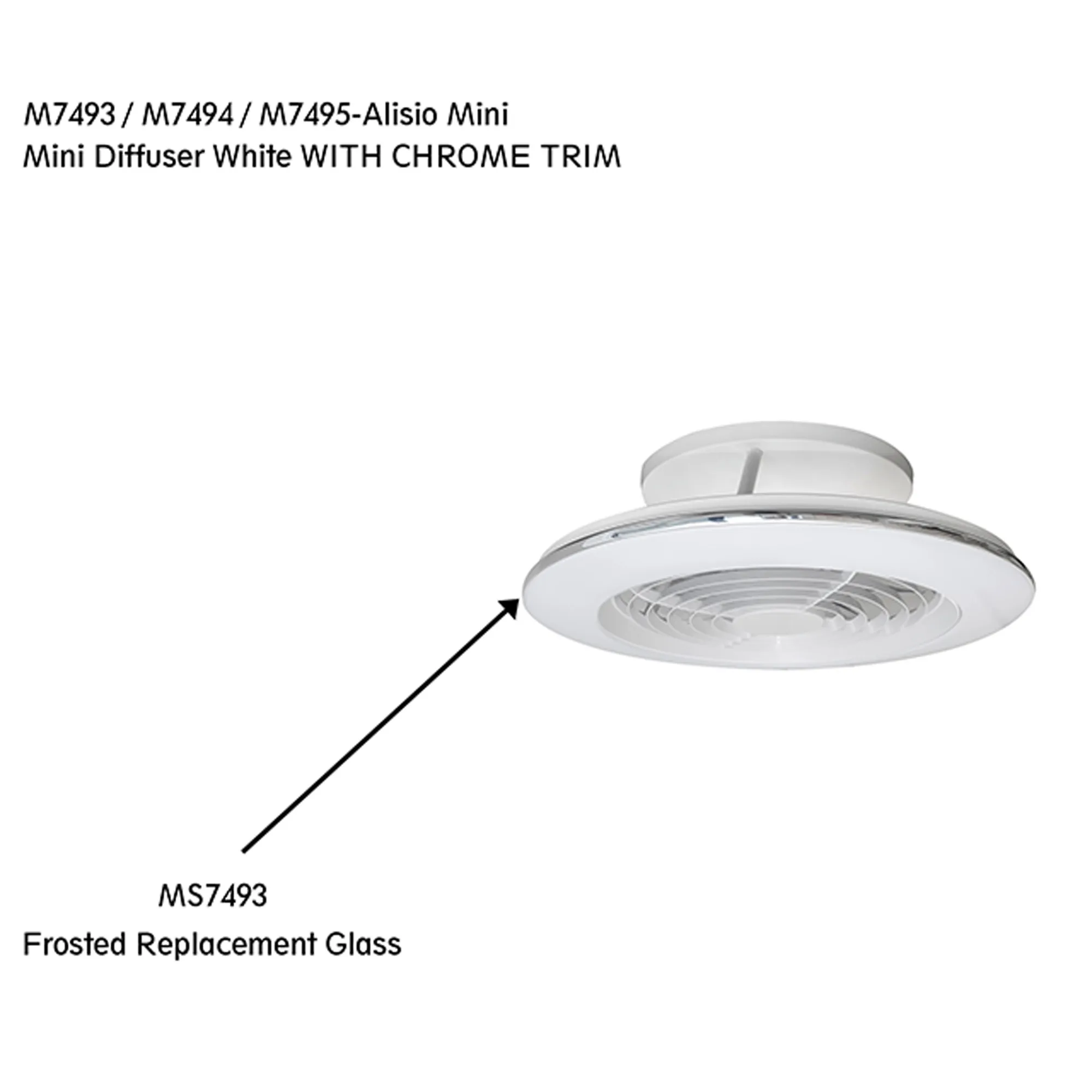 M7493  Alisio Mini 70W LED Dimmable Ceiling Light & Fan, Remote Controlled White